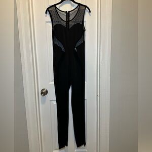 Elegant Black Sheer Panel Jumpsuit